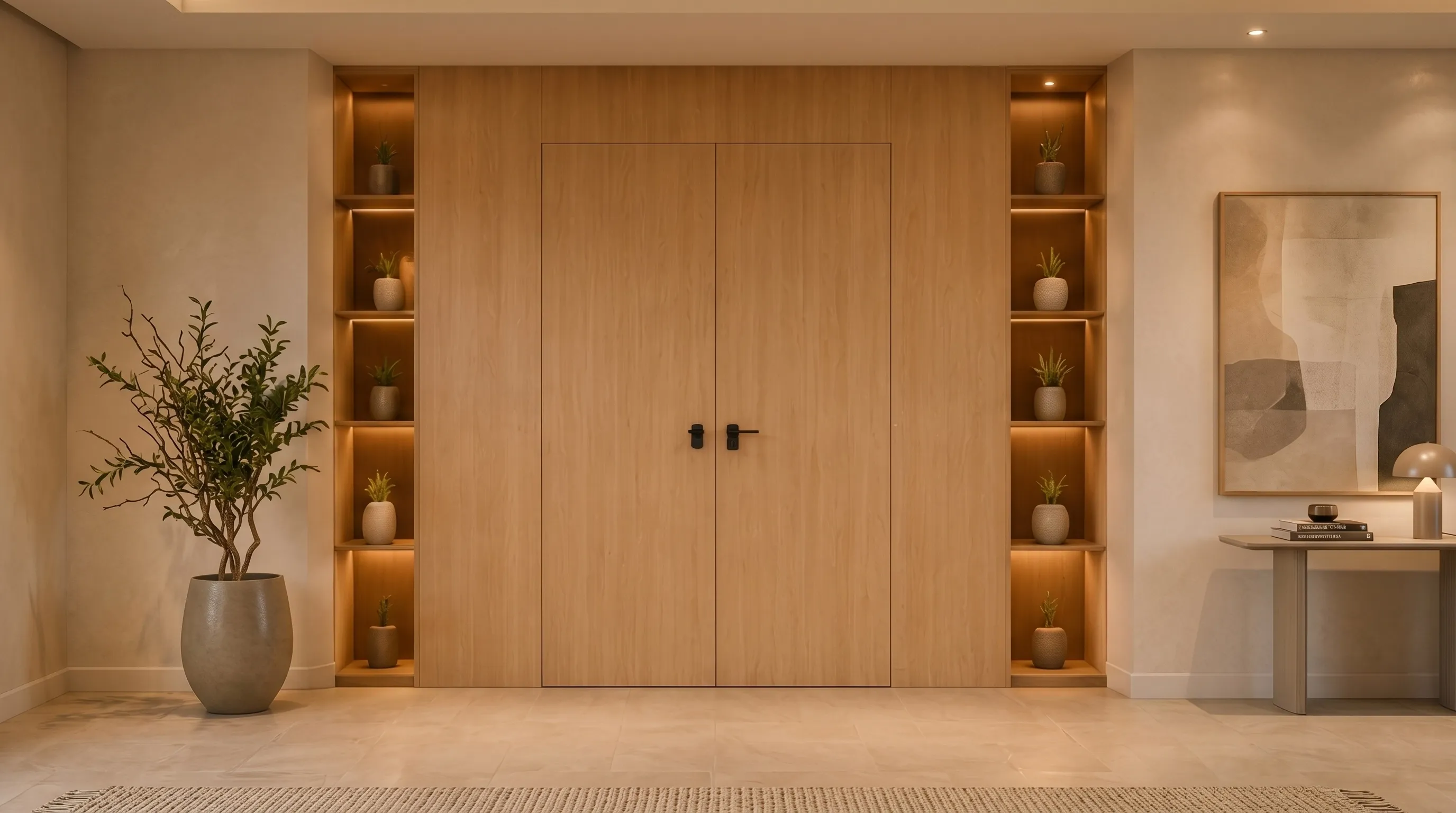 Double Swing Wood Veneer Hidden Door